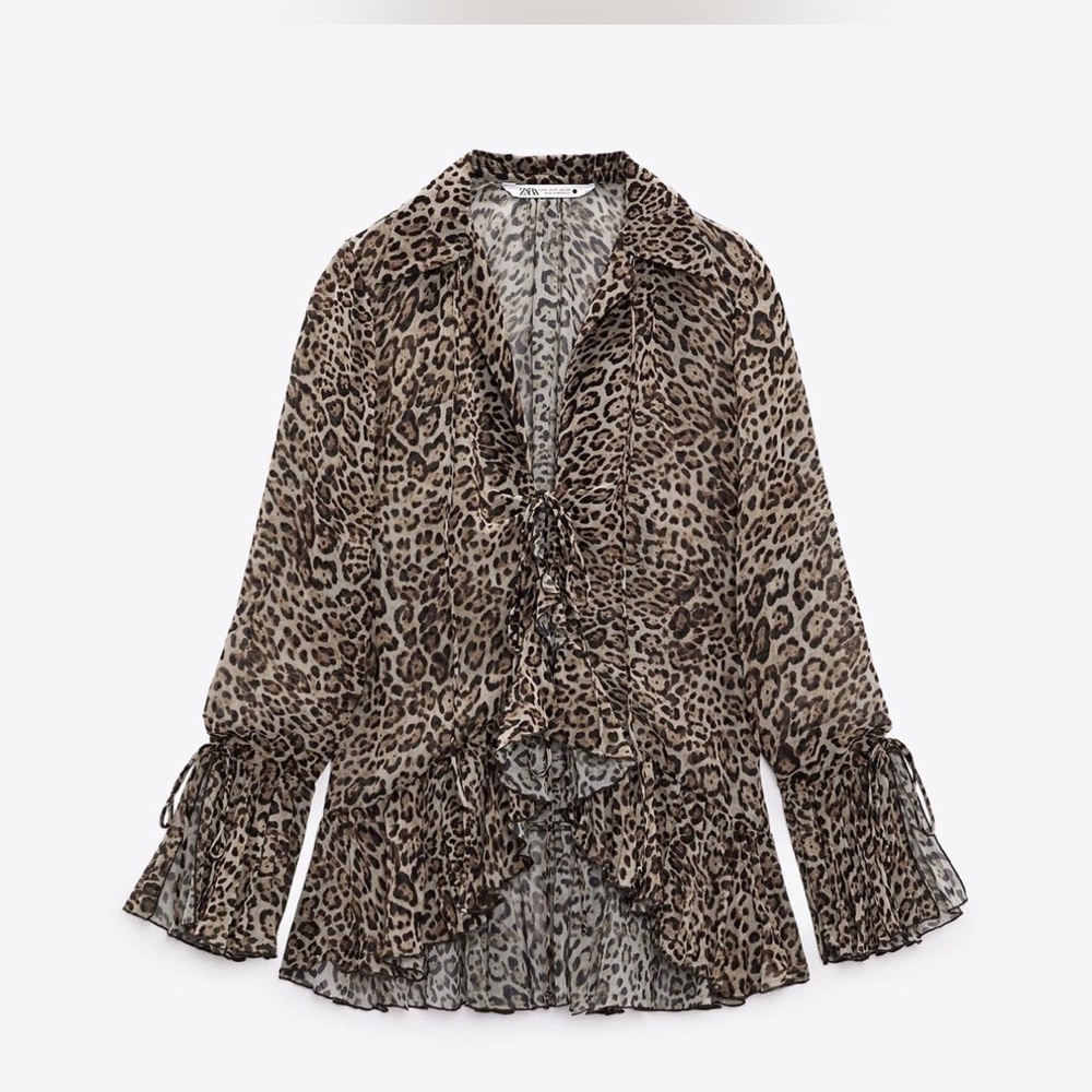 ZARA - RUFFLED LEOPARD PRINTED BLOUSE - Picture 5 of 5